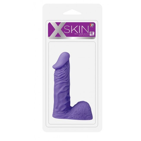 Фиолетовый стимулятор-фаллос XSKIN 6 PVC DONG - 15 см.